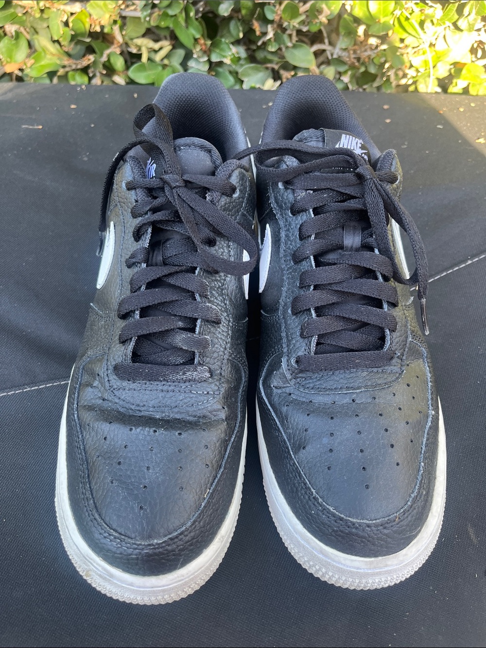 Nike Black Leather Sneakers with White Swoosh - Picture 2 of 4